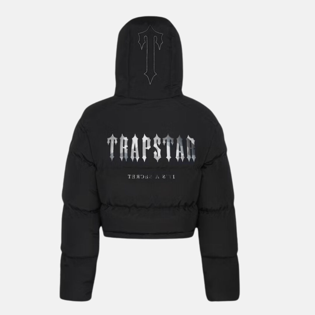 Trapstar Women’s Decoded Hooded Puffer 2.0 Jacket – Black Camo - ZipLocker